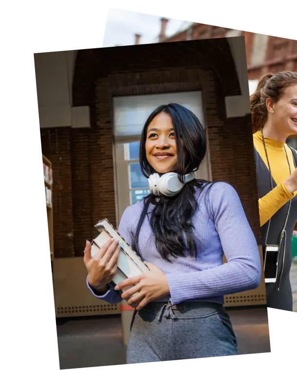 Student holding books